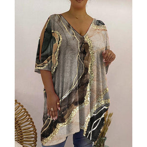 Naisten Syvä V-kaula Printti T-paita