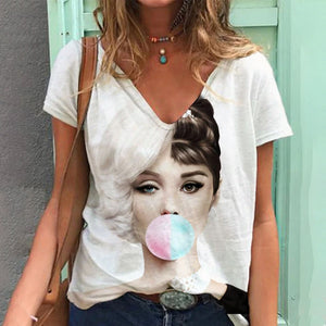 Rento printti t-paita v-kaulalla