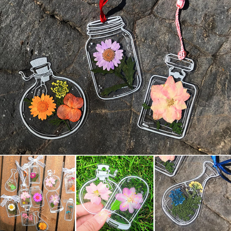 Läpinäkyvät kirjanmerkit DIY kuivatuilla kukilla (30kpl/setti)