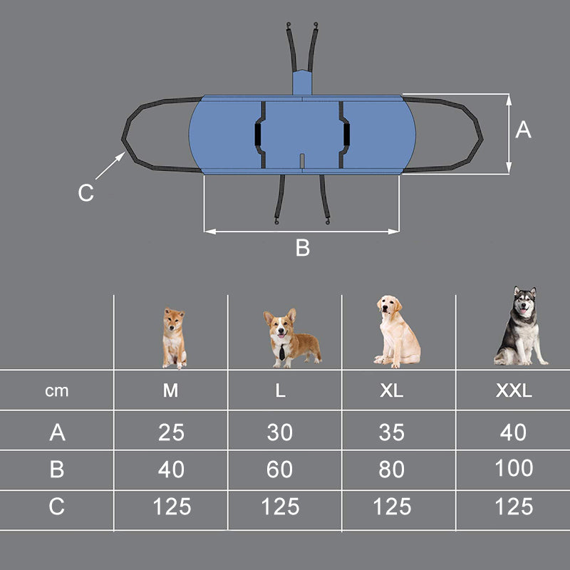 Verstellbares Stütz- und Reha-Geschirr für Haustiere